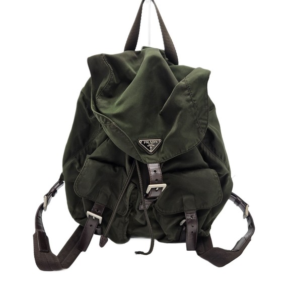 Prada Handbags - 💯 Authentic Prada Dark Green Tessuto Nylon Twin Pocket Backpack
